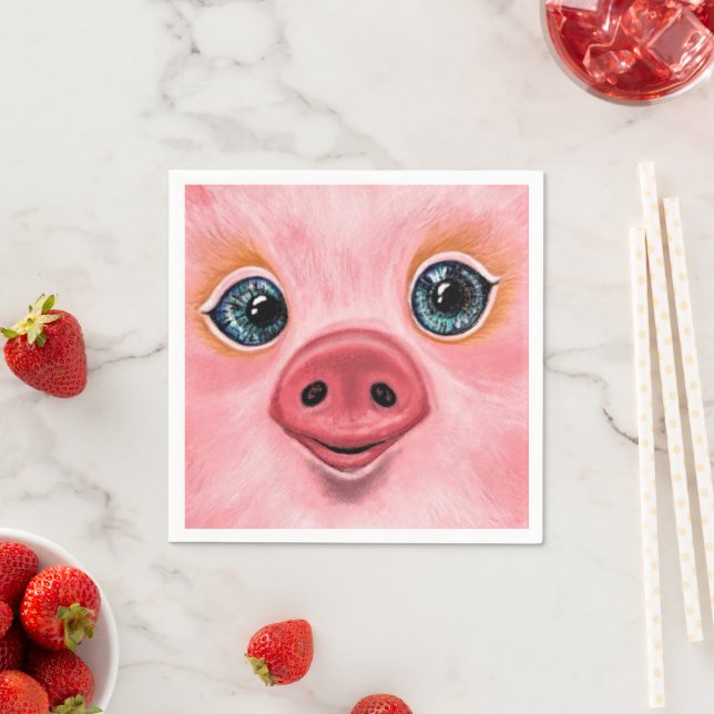 Pink Baby Pig Napkins - Lächeln Serviette (Beispiel)