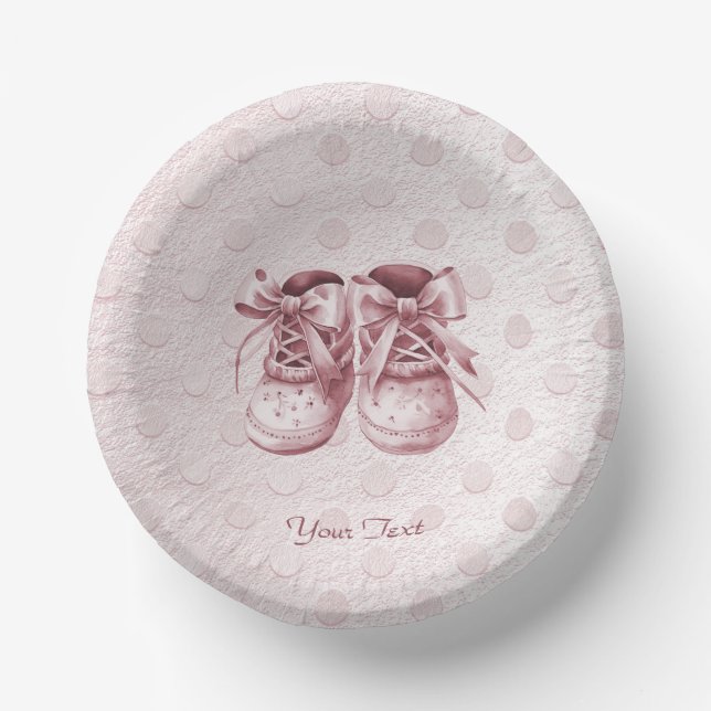 Pink Baby Schuhe Papierschale Pappteller (Vorderseite)
