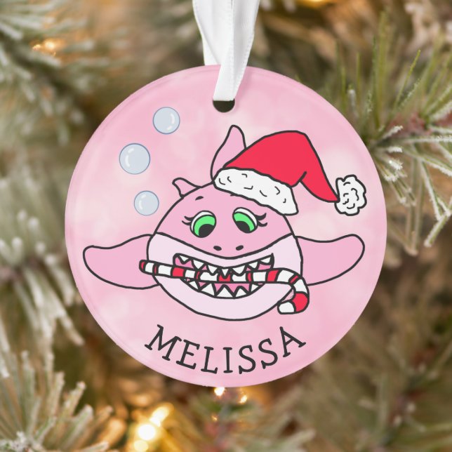 Pink Baby Shark Weihnachten Personalisiert Ornament (Baum)