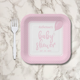 Pink Baby Shower Baby Girl Polka Dot Pappteller
