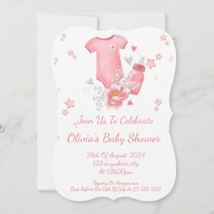 PINK BABY SHOWER EINLADUNG FÜR MÄDCHEN