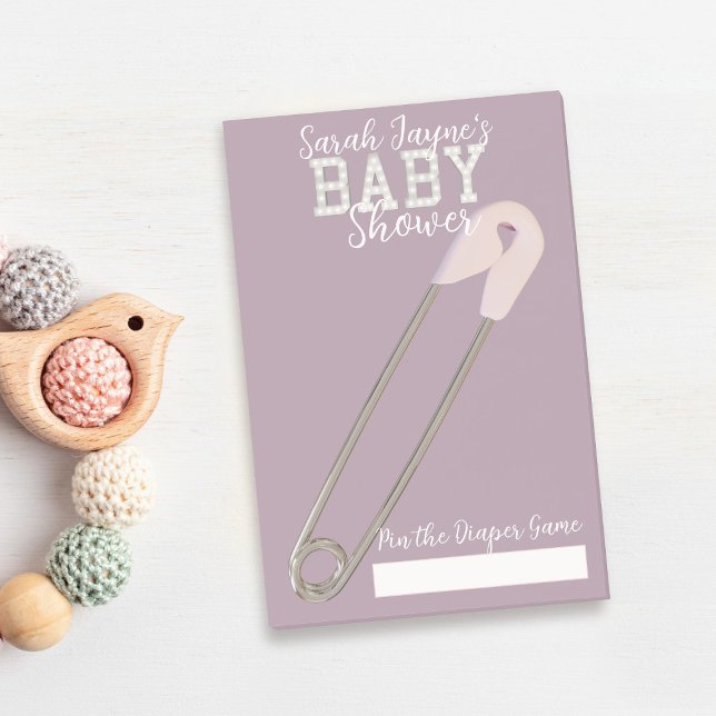 Pink Baby Shower Game Button die Windeln Notizen (Pin the Diaper on the baby in a safe way using these post it notes. Just add your name)