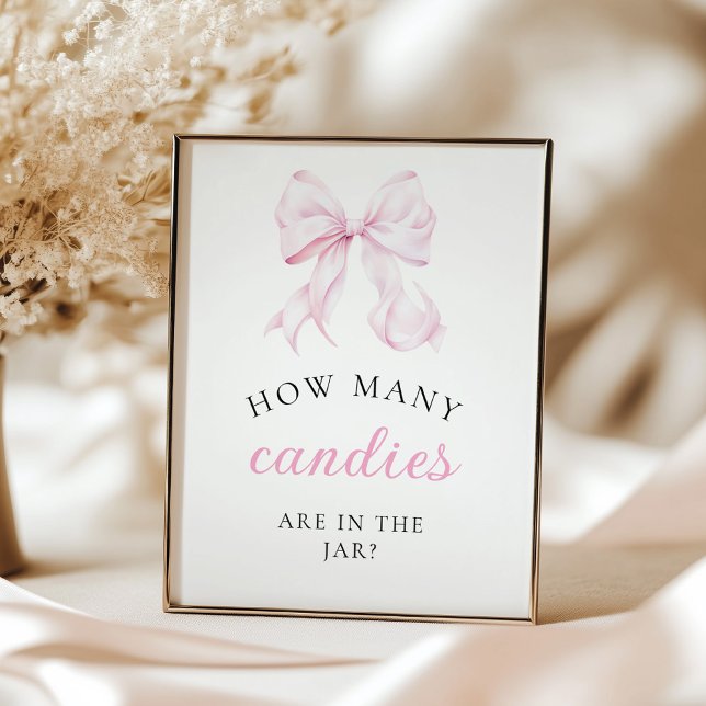 Pink Baby Shower How Many Bows Table Sign Poster (Von Creator hochgeladen)