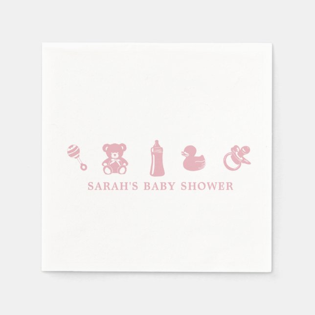 Pink Baby Shower Paper Napkin Serviette (Vorderseite)