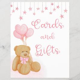 Pink Baby Shower Teddy Bärenkarte und Geschenke Un Flyer