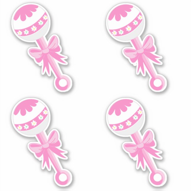 Pink Baby Showschläger mit Bow Aufkleber (Vorderseite)