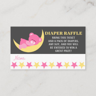 Pink Baby Sleeping Girl Bear Diaper Raffelkarten Begleitkarte