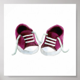 Pink Baby Sneakers Malerei Art Print, Girl's Room Poster