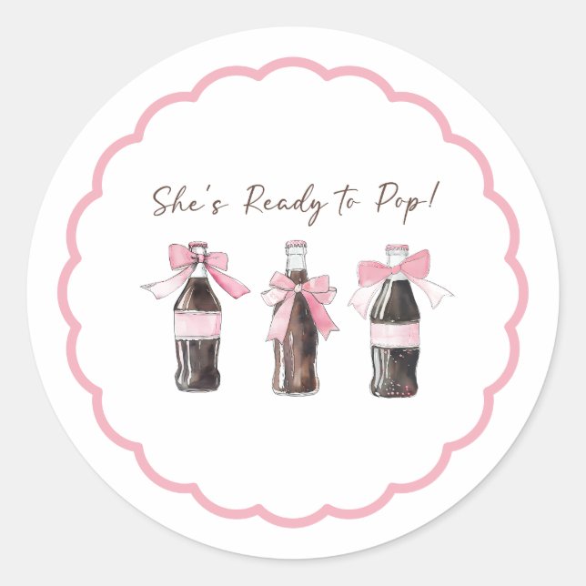 Pink Baby Soda Ready to POP Round Sticker (Vorderseite)
