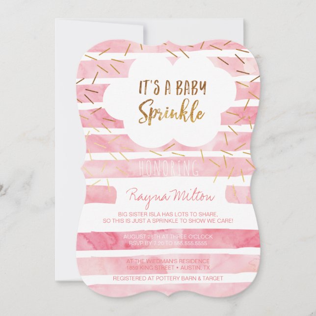 Pink Baby Sprinkle Einladung für ein Baby Girl (Vorderseite)