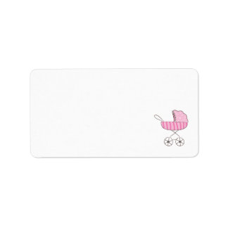 Pink Baby Stroll Blindanschrift Adressaufkleber