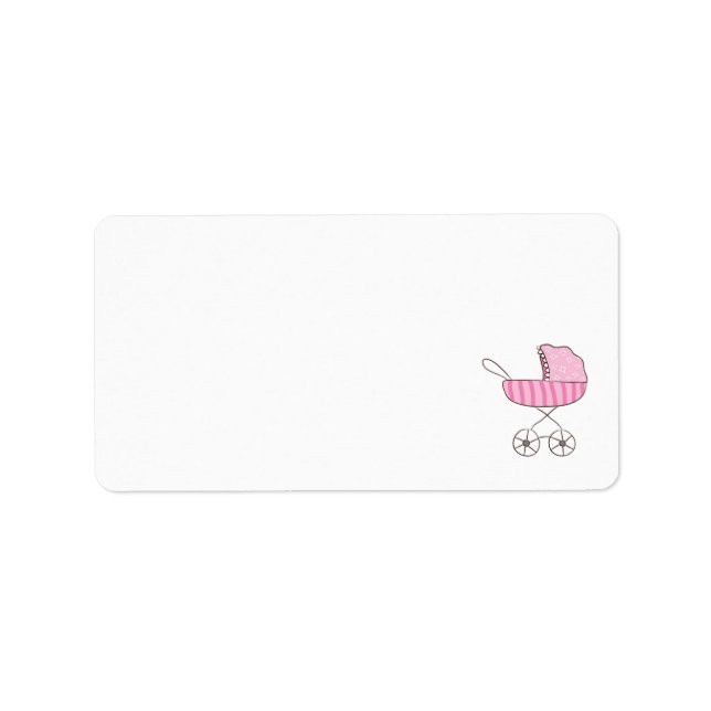 Pink Baby Stroll Blindanschrift Adressaufkleber (Vorne)