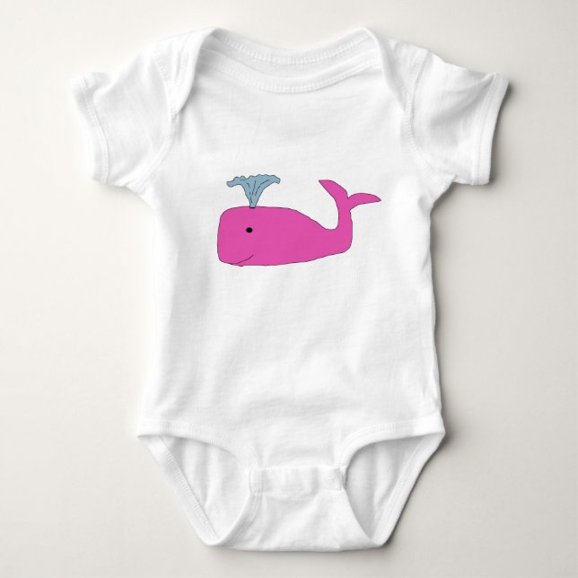 Pink Baby Whale Bekleidung Strampler (Vorderseite)