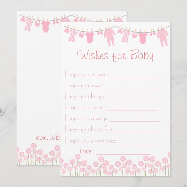 Pink Babydusche für Babyspiel Einladung (Vorne/Hinten)
