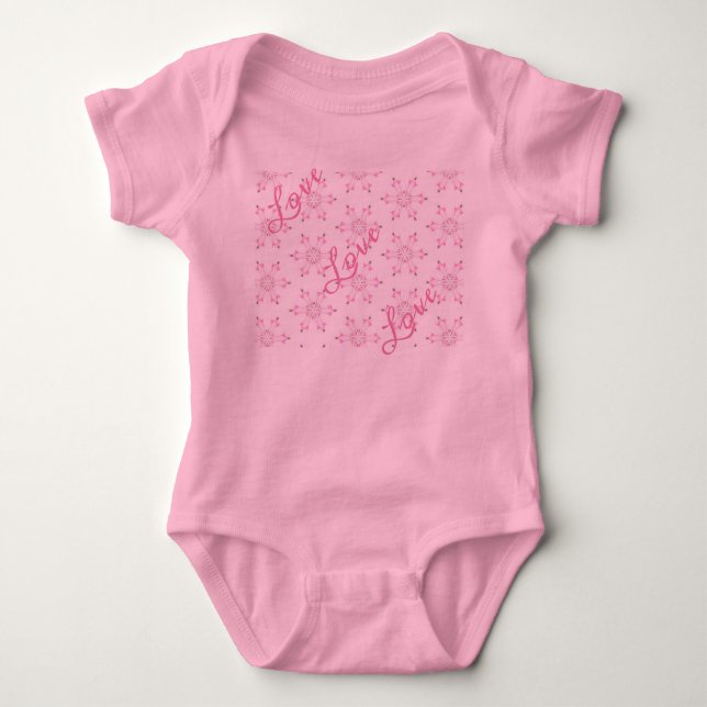 Pink Babydusche Schöne Girl FlowerPattern Baby Strampler (Vorderseite)