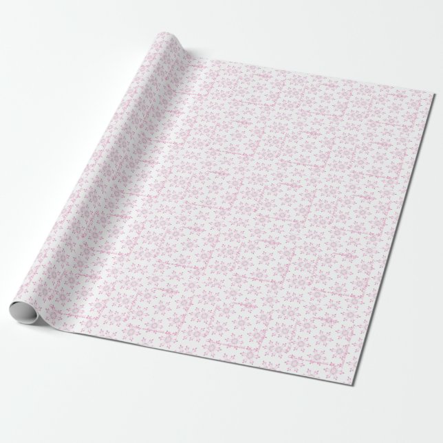 Pink Babydusche Schöne Girl FlowerPattern Geschenkpapier (Ungerollt)