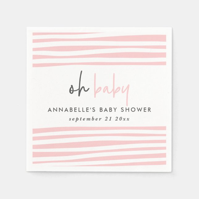 Pink-Babydusche-Typografie des modernen Party Serviette (Vorderseite)