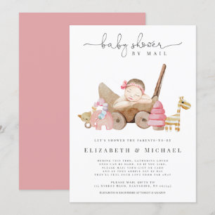  Pink Babydusche von Mail Girl Boho lange Entfernu Einladung