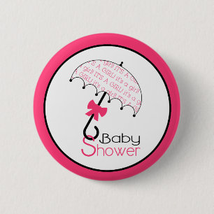 Pink-Babyparty-Knopf - Regenschirm Button
