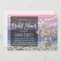 Pink Babys Breath Jar Beach Starfish Brautparty