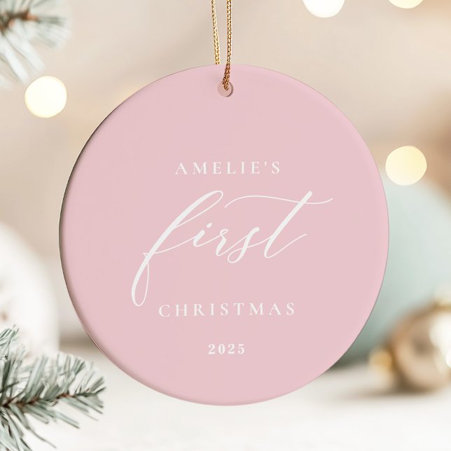 Pink Baby's First Christmas Photo Ornament (Von Creator hochgeladen)