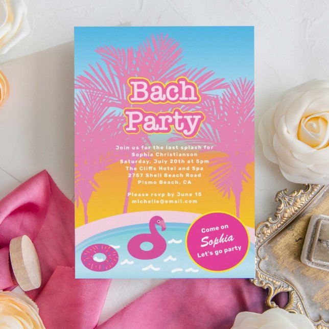 Pink-Bach-Party Einladung (Von Creator hochgeladen)