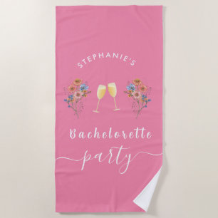 Pink Bachelorette Moderner Blumencocktail Strandtuch