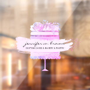 Pink Bäckerei Konditorei Patisserie Glitzer Kuchen Fensteraufkleber