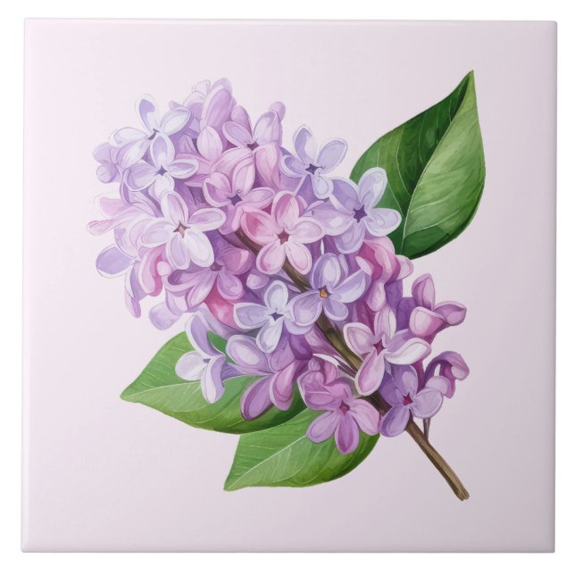 Pink Background Lilac Blossom Art Fliese (Vorderseite)