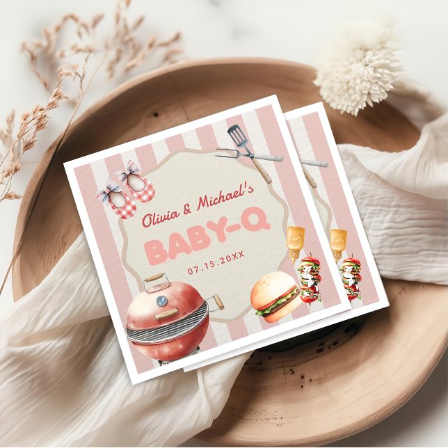 Pink Backyard GRILLEN Baby Q Babydusche Napkins Serviette (Von Creator hochgeladen)
