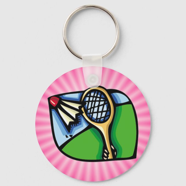 Pink Badminton Schlüsselanhänger (Vorderseite)