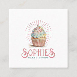 Pink Baker Bakery Cupcake Logo Typografie Quadratische Visitenkarte