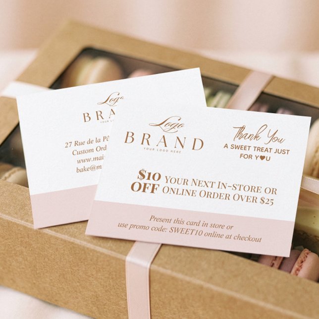 Pink Baker Thank You Promo Code Pastry Bakery Logo Rabattkarte (Pink Baker Thank You Promo Code Pastry Bakery Logo Discount Card)