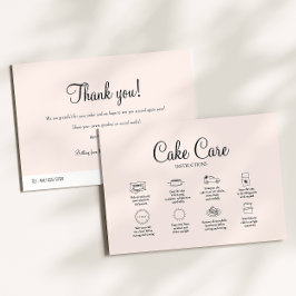 Pink Bakery Cake Care Instruktionskarte Mitteilungskarte
