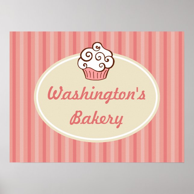 Pink Bakery Cupcake Sign Poster (Vorne)