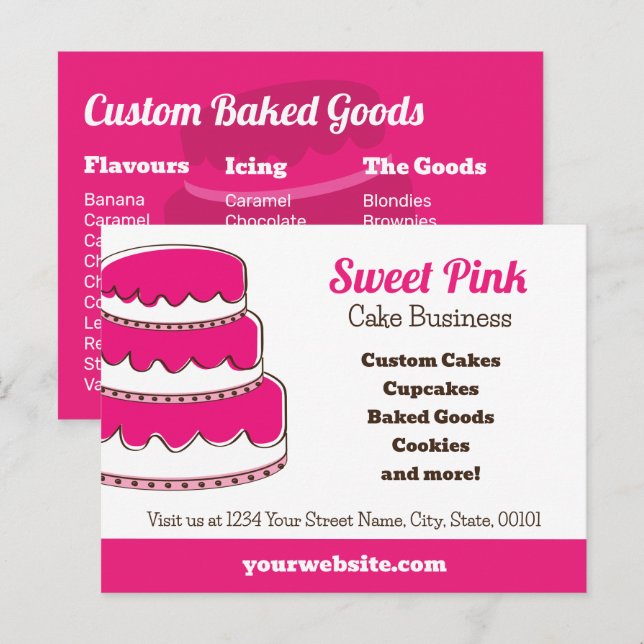 Pink Bakery Postcard mit Back Menu Geschmacksricht Postkarte (Vorne/Hinten)