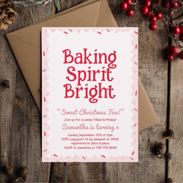 Pink Baking Spirit Bright Christmas Birthday Einladung (Von Creator hochgeladen)
