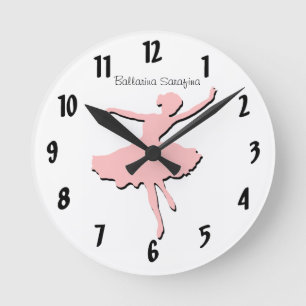 Pink Ballarina Runde Wanduhr