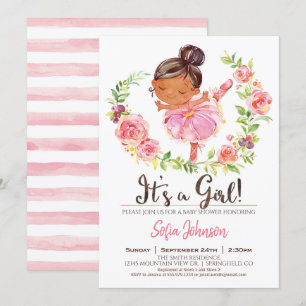 Pink Ballerina Baby Shower Girl Einladung