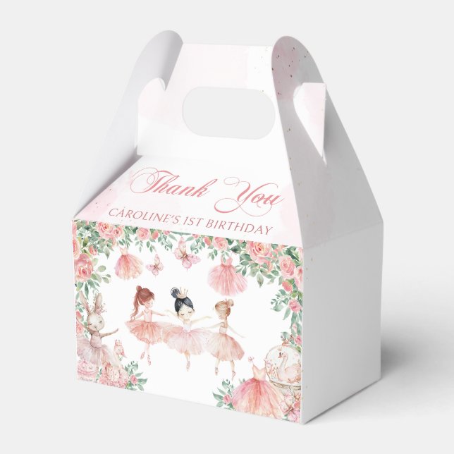 Pink Ballerina Ballet Birthday Favor Box Geschenkschachtel (Vorderseite)