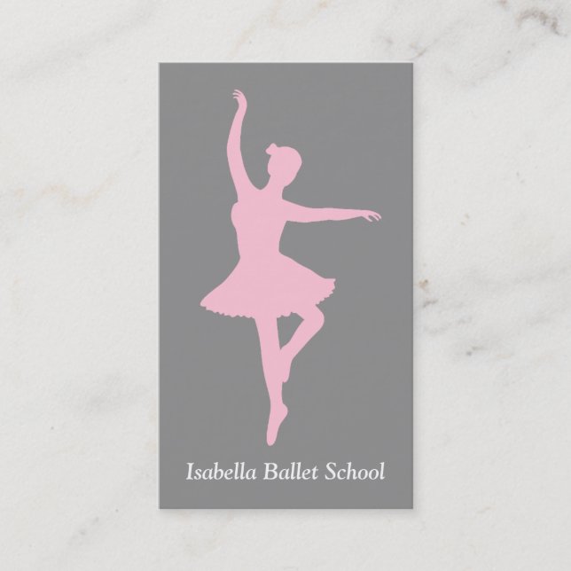 Pink Ballerina Ballett Studio Instructor Gray Visitenkarte (Vorderseite)