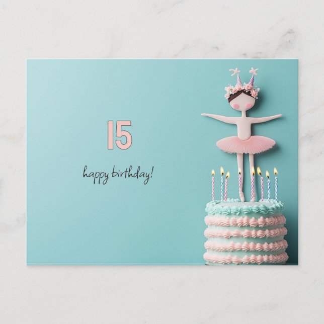 Pink Ballerina Birthday Cake Postkarte (Vorderseite)