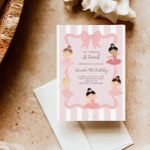 Pink Ballerina Dance & Twirl Birthday Invitation