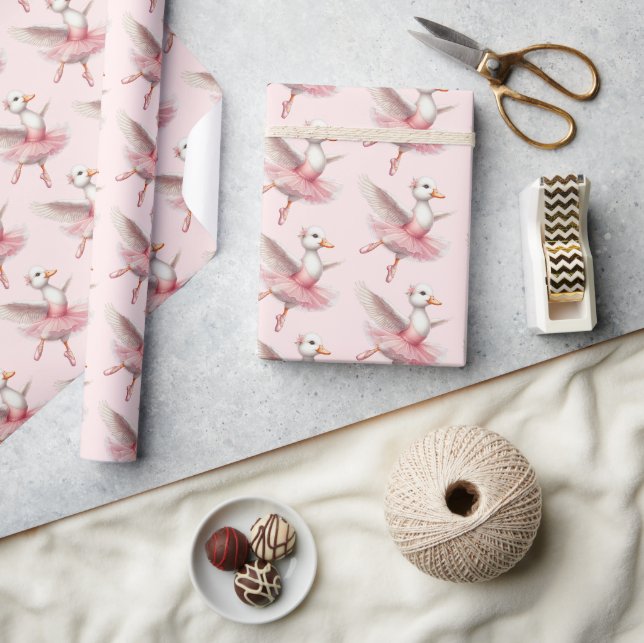 Pink Ballerina Duck Tutu Kinderdusche Geschenkpapier (Kunsthandwerk)