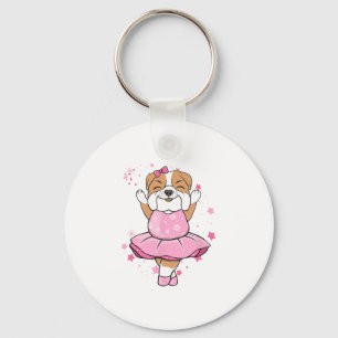 Pink Ballerina English Bulldog Dog Ballett in Tutu Schlüsselanhänger