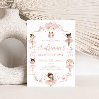 Pink Ballerina Geburtstagsparty Einladung