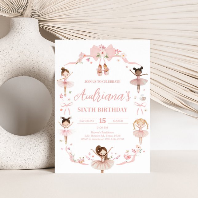 Pink Ballerina Geburtstagsparty Einladung (Pink Coquette Ballerina Birthday Party Invitation)