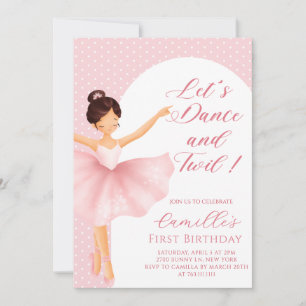 Pink Ballerina Geburtstagsparty Einladung