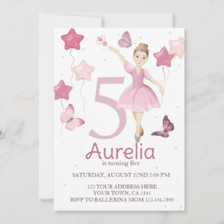 Pink Ballerina Girl Einladung zum Geburtstag