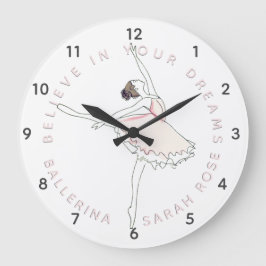 Pink Ballerina Girl Nom personnalisé Horloge